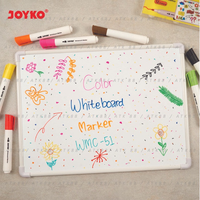 

Spidol Whiteboard 12 Warna Joyko WMC-51
