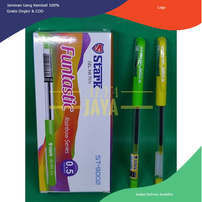 Pulpen Pena Ballpoin Jel strak 1 Pack 12 Pcs