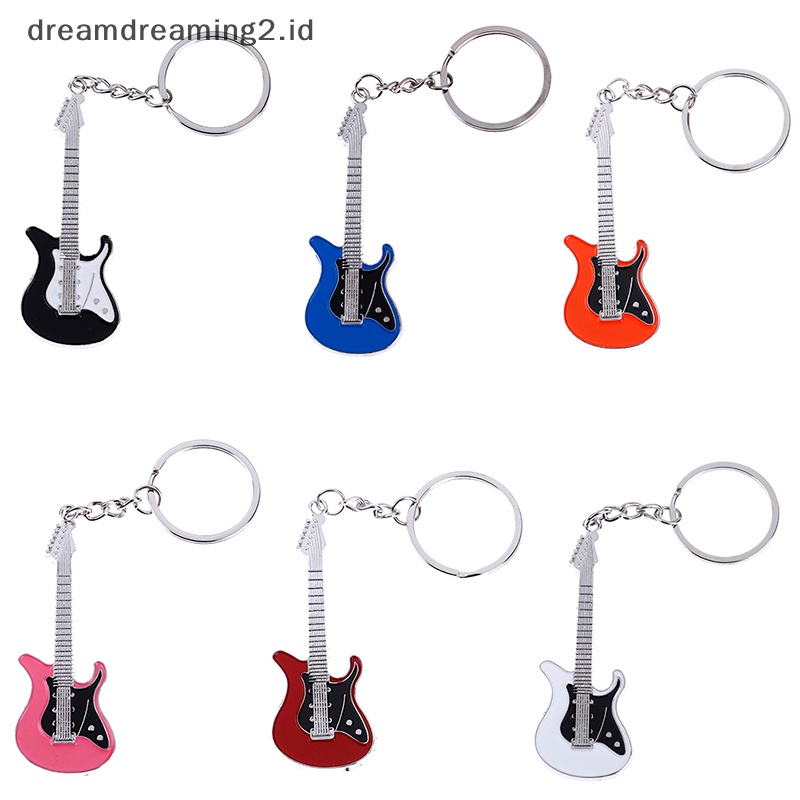 (drea) Kreatif Logam Gitar Elektrik mini Gantungan Kunci Gantungan Kunci key ring Hadiah //