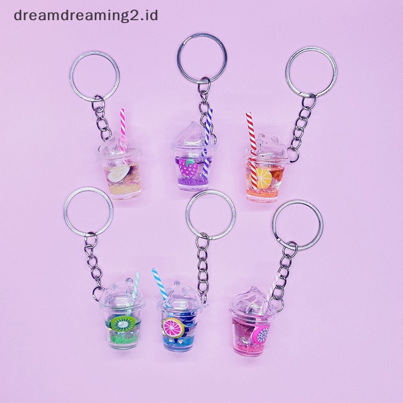 (drea) Fashion Baru Kreatif Mini Bercahaya Susu Gelembung Teh Cangkir Gantungan Kunci Kreatif Perhiasan Hadiah Dekorasi Tas Gantungan Kunci Kerajinan Liontin Mobil Key Ring Jewelry/