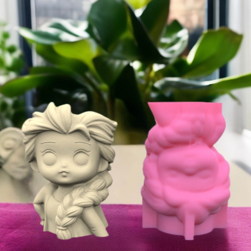 Siy Indah Cetakan Silikon DIY 3D Tempat Pensil Pot Bunga Kepang Bentuk Gadis Cetakan Resin Cetakan Succulent Planter Unik