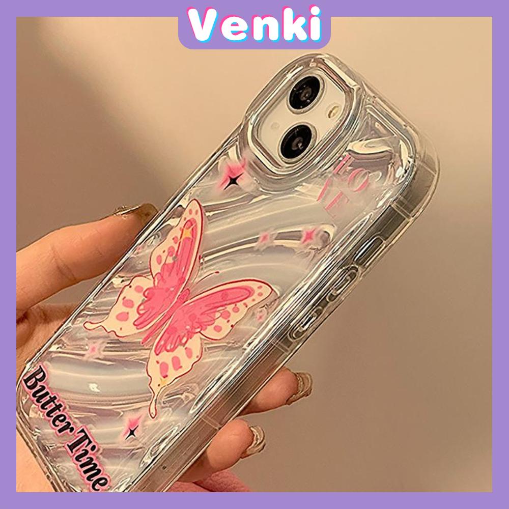 Venki - Untuk Iphone11 iPhone Case Laser Reflektif Bening Casing Ponsel TPU Lembut Shockproof Airbag Phone Case Romantic Butterfly Kompatibel Dengan Iphone14 13 Pro Max 12 Pro Max XR XS