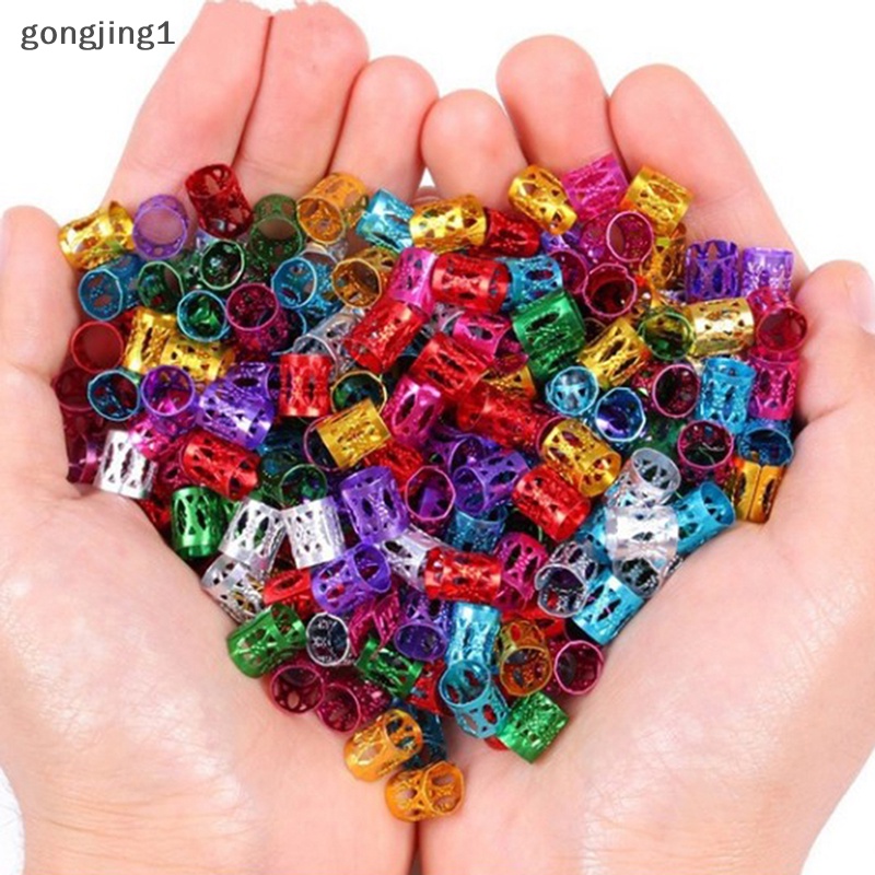 Ggg 100pcs Manik-Manik Adjustable Kepang Rambut Gimbal Beads Braid Rings Manset Klip Tabung ID