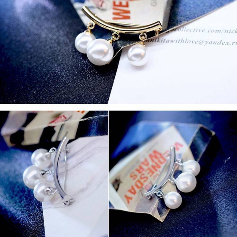 Fashion Mutiara Tetap Tali Pesona Safety Pin Bros Tetap Anti Slip Pin Korea Ikatan Simpul Pearl Brooch