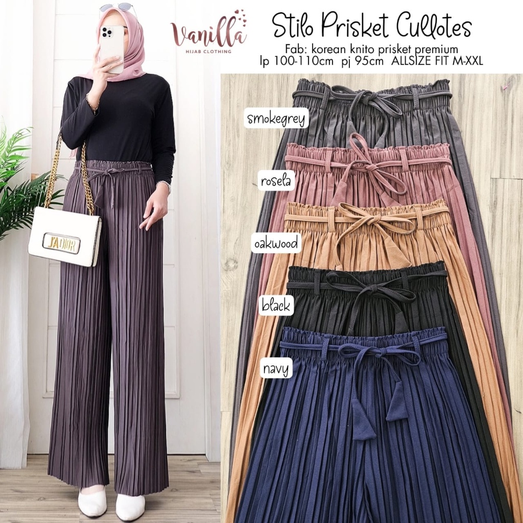 STILO PRISKET CULLOTES ORI VANILLA | Korean Knito prisket Premium | Kulot Plisket