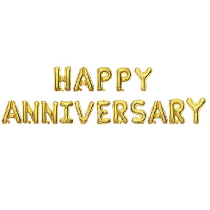 New Trend Decoration Balon huruf tulisan happy anniversary gold silver - gold