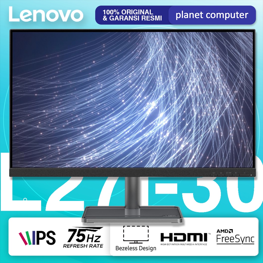 Monitor LED Lenovo L27I-30 27&quot; IPS 1080p 75Hz HDMI VGA Freesync Vesa