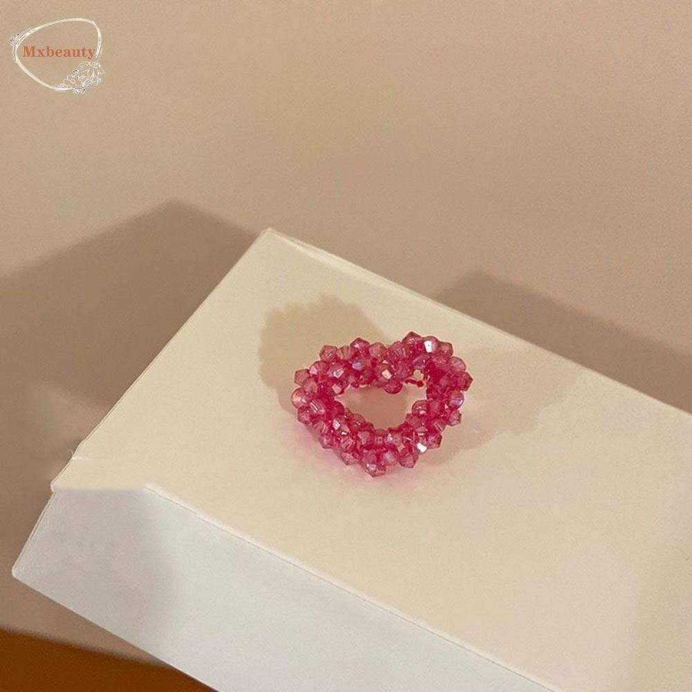 Mxbeauty Indah Kreatif Cincin Niche Desain Manis Fashion Perhiasan Geometris Warna-Warni Alloy Berongga Manik-Manik Cincin