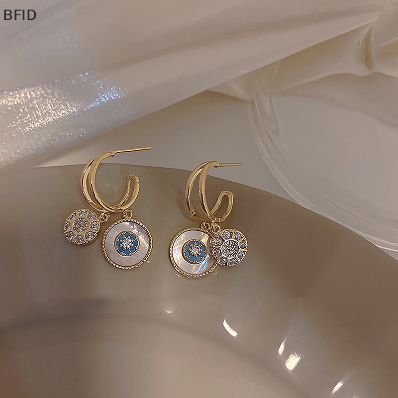 [BFID] 1pasang Anting Liontin Bunga Disc Bulat Klasik Gaya Korea Perhiasan Ringan Temperamen Pesta Untuk Wanita Aksesoris Hadiah [ID]