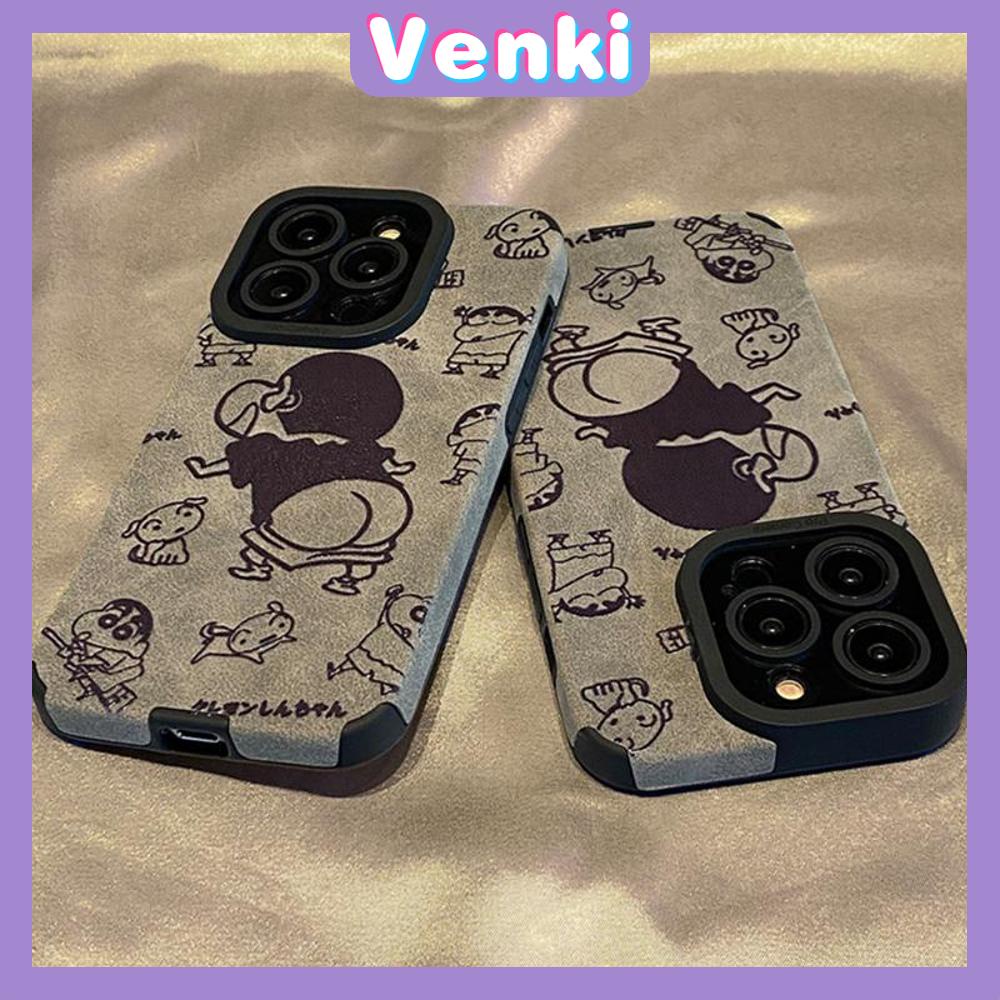 VENKI - Untuk iPhone 11 Case Leather Pupil Suede Case Soft Shockproof Case Kamera Sederhana Karakter Kartun Lucu Kompatibel dengan iPhone 14 13 Pro max 12 Pro max xr xs 7Plus 8Plus