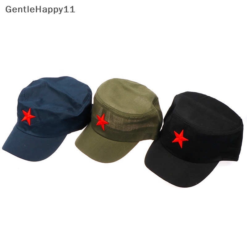 Gentlehappy 1Pcs Fashion Kain Katun Adjustable Kasual Topi Datar Bintang Merah Unisex id