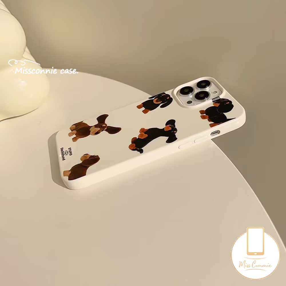 IPHONE Splash Ink Graffiti Fun Dachshund Dog Phone Case Kompatibel Untuk Iphone7 8 Plus11 14 13 12 Pro Max 7Plus XR X XS Max SE 2020anjing Keren Glossy Halus Shockproof Soft Cover