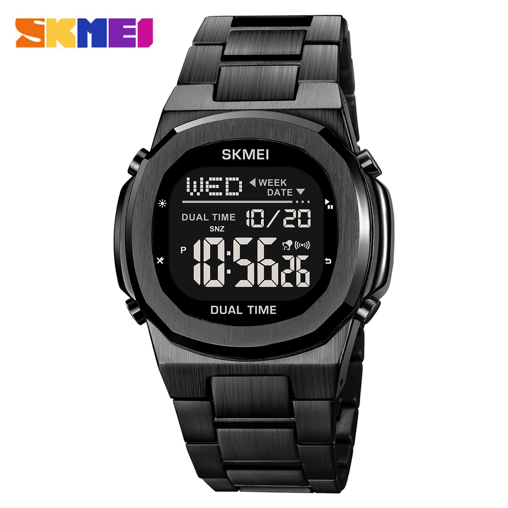 SKMEI 2004 Jam Tangan Pria Digital Tali Stainless Rantai MGOS