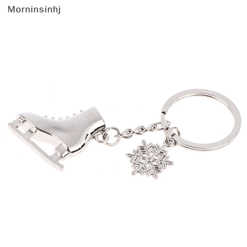 Mornin 1pc Silver Ice Skates Snowflake Pendant Key Ring Skag Gantungan Kunci Keychain id