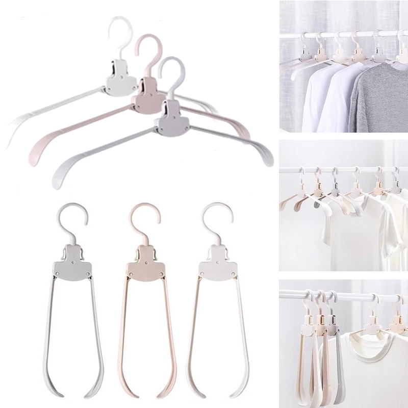 Warna Acak Gantungan Travel Lipat Portabel Hemat Ruang Rak Pakaian Plastik Non-Slip Multi Fungsi Alat Penyimpanan Kreatif