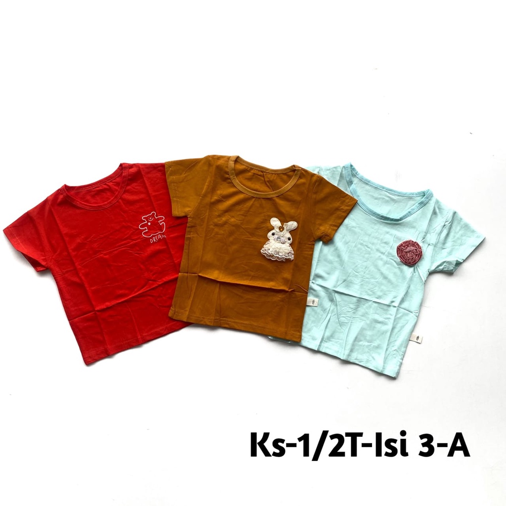 (ISI 3) Baju Kaos Atasan Import Anak Bahan Halus dan Nyaman 0-3 Tahun