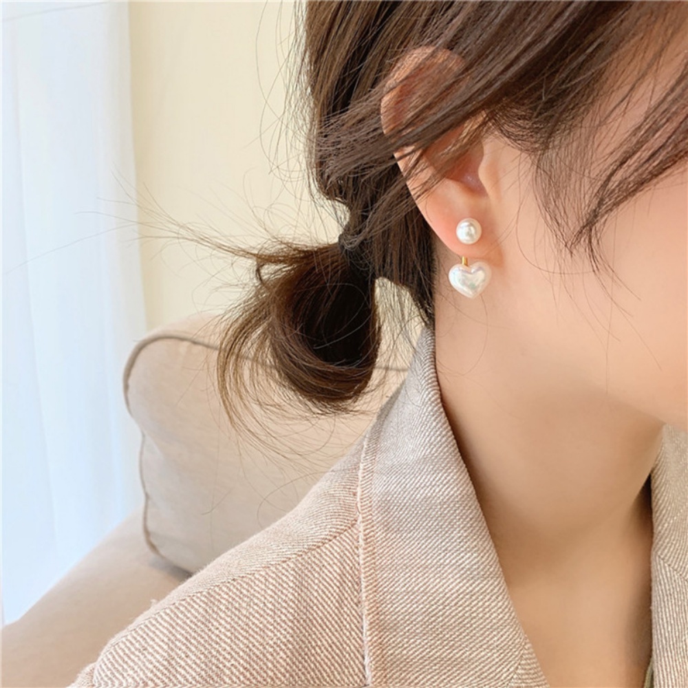 S925 Silver Needle Earring for Women Girls Korean Simple Pearl Love Stud Earrings Fashion Jewelry Accessories Sexy Girl Jewelry