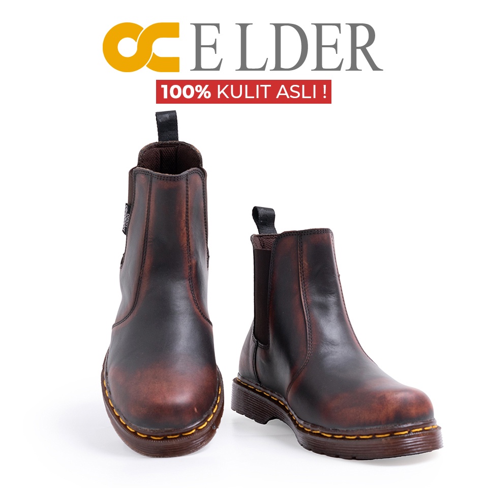 OC ELDER Sepatu formal kulit asli casual  boots Slip On