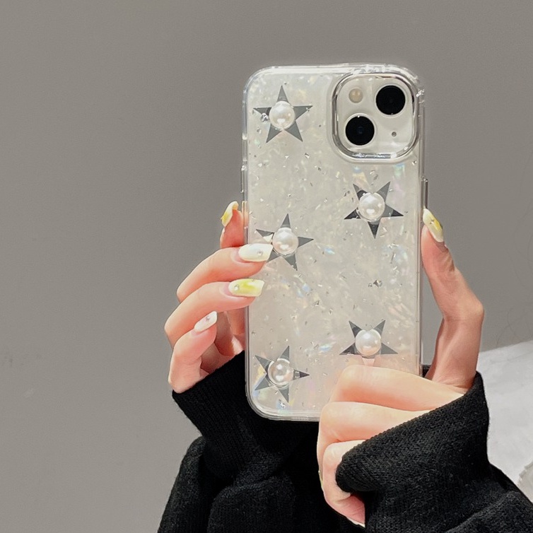 Silver Camera Pearl Star Soft TPU Case HP iP iPhone 12 13 14 Pro Max 11 FTD Girl Woman Casing Apple