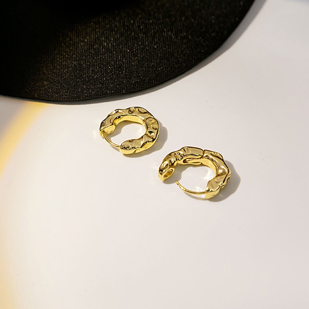 Anting Hoop Lingkaran Kecil Warna Emas Sederhana Lucu Untuk Wanita Perhiasan Geometris Metal Ear Loop Aksesoris Pesta
