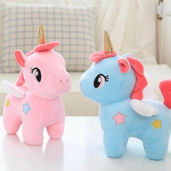 Boneka kuda poni unicorn rainbow - Biru