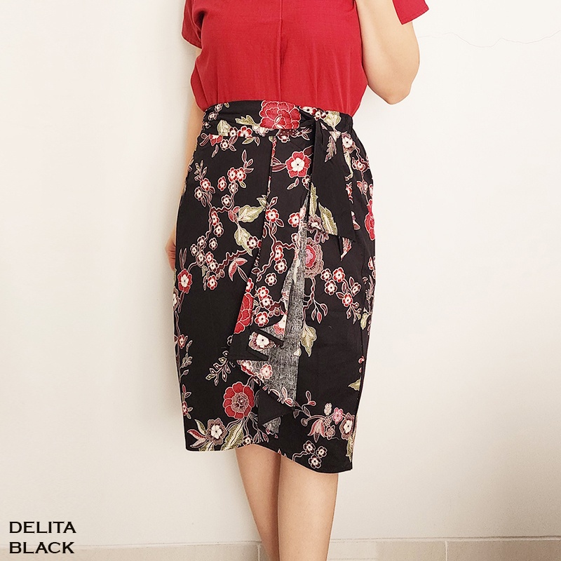 Evercloth Delita Rok Batik Wanita Selutut Bawahan Batik Rok Cewek