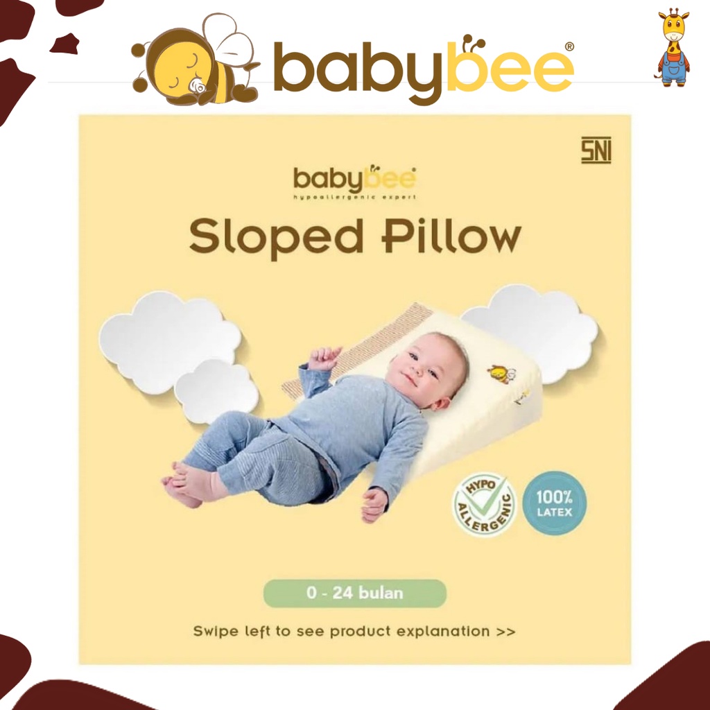 Babybee Sloped Pillow W/Case - Bantal Bayi