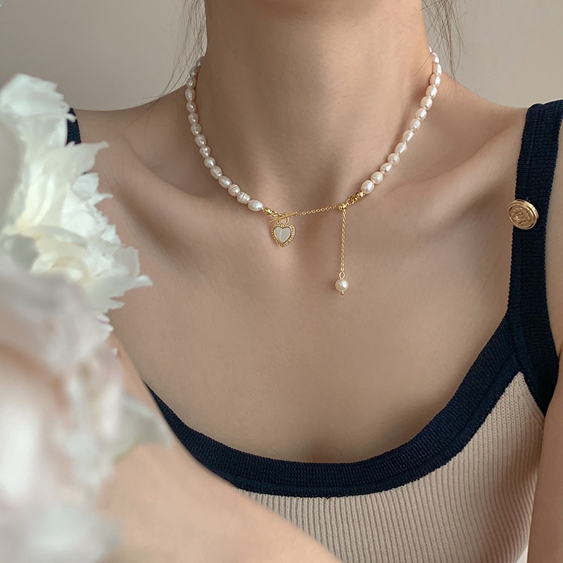 Cisyia Baroque Kalung Mutiara Air Tawar Rantai Klavikula Cahaya Mewah Niche High-End Cinta Kalung Perempuan Musim Panas