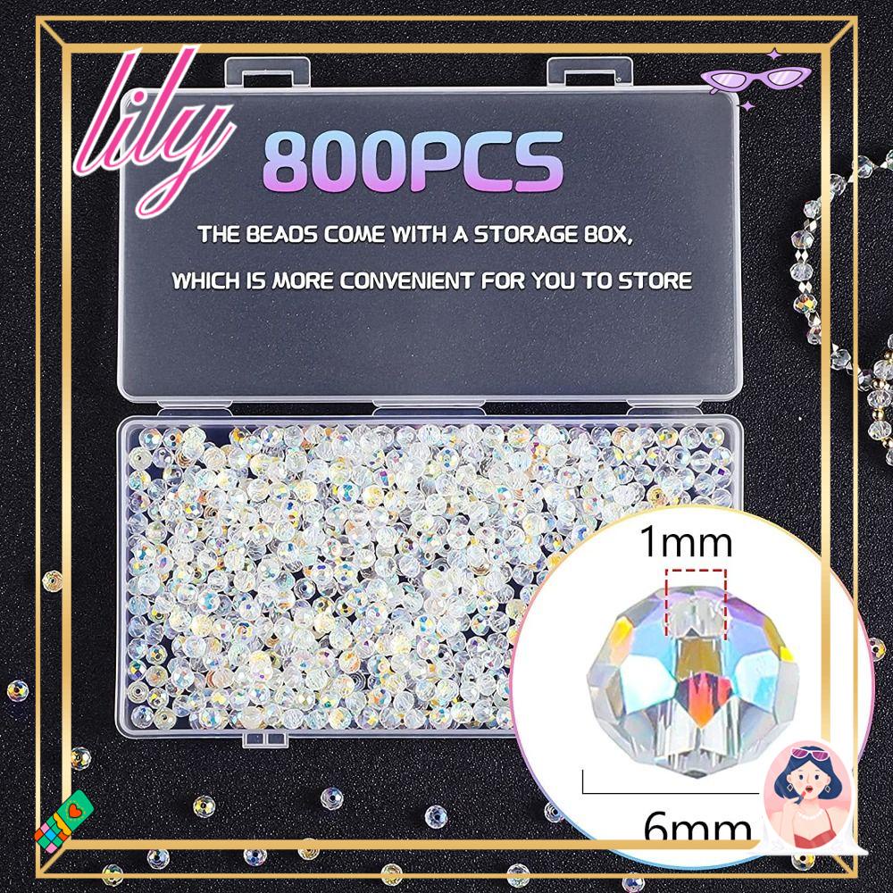 LILY 800pcs 6mm Manik-Manik Kaca Segi AB Warna Gelang Membuat Perhiasan Anting Longgar Beads