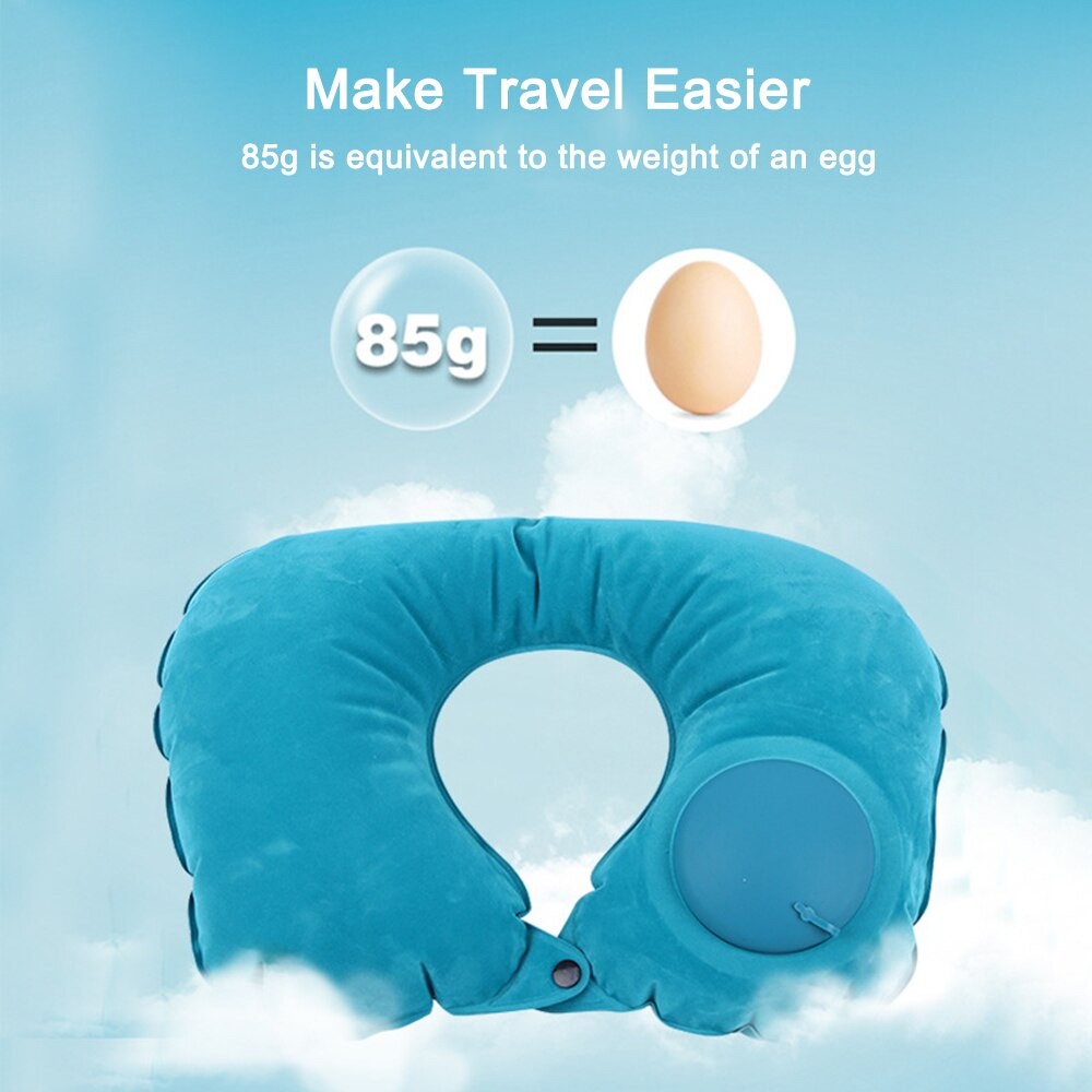 Bantal Leher Bantal Travel Pillow Bantal Leher Tiup Otomatis Ada Pompa Nyaman Bagus Mobil Traveling Outdoor