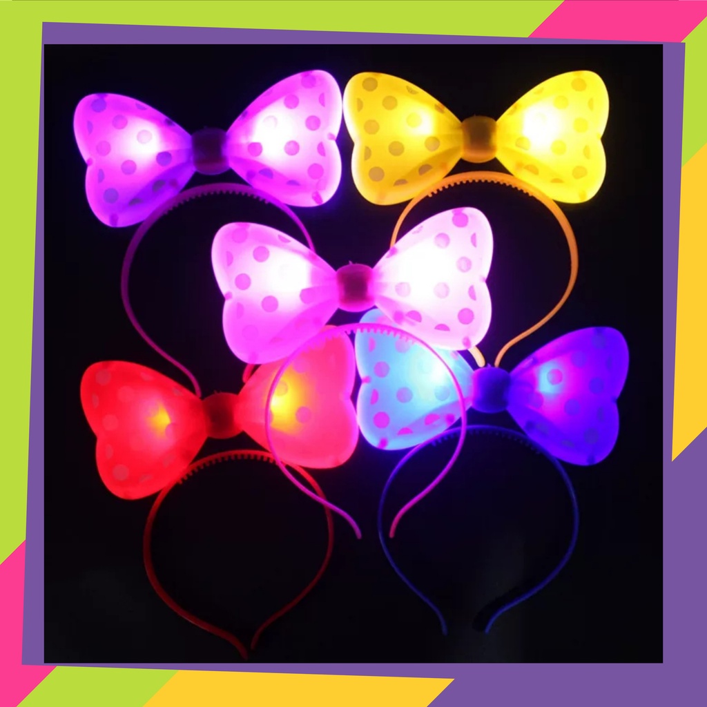 5107/ Bando anak pita polkadot lampu led nyala / Bandana mickey LED nyala