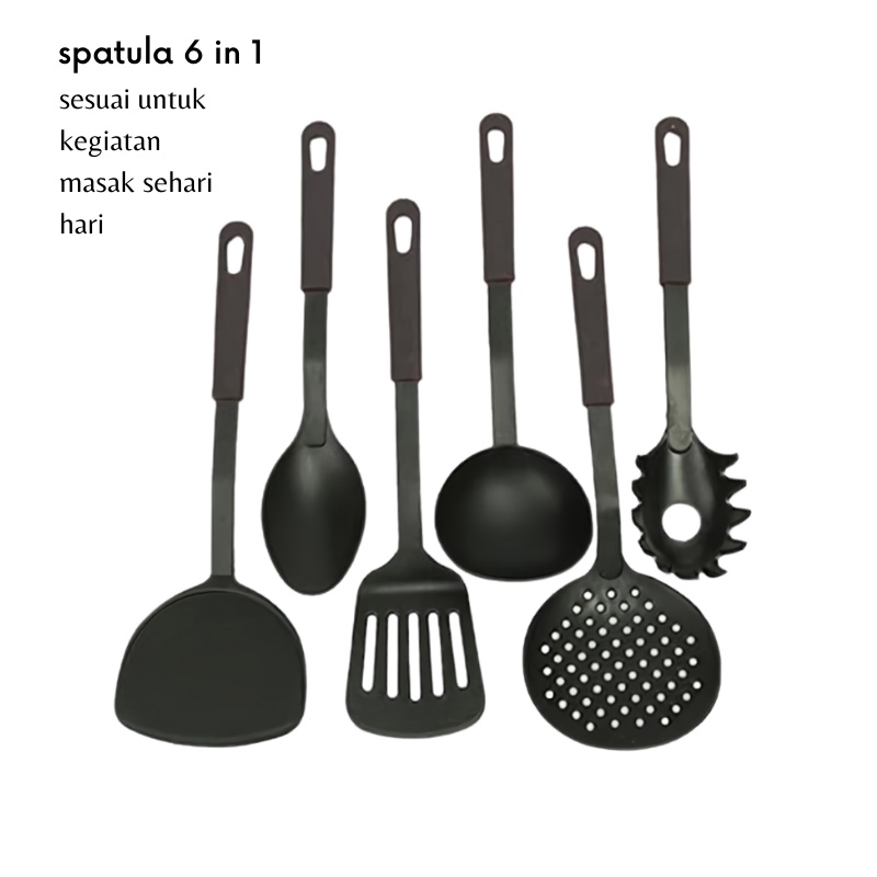 GOS  -E201- Spatula 6 in 1 / Peralatan Masak Spatula 6pcs / Spatula 6 pcs Anti Panas