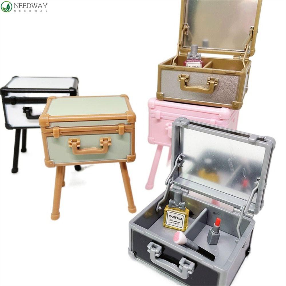 NEEDWAY Needway Simulasi Kosmetik Case DIY Craft Gadis Hadiah Furniture Model Mainan Miniatur Ornamen Aksesoris Rumah Boneka Furniture Mainan Air Cushion Mirror