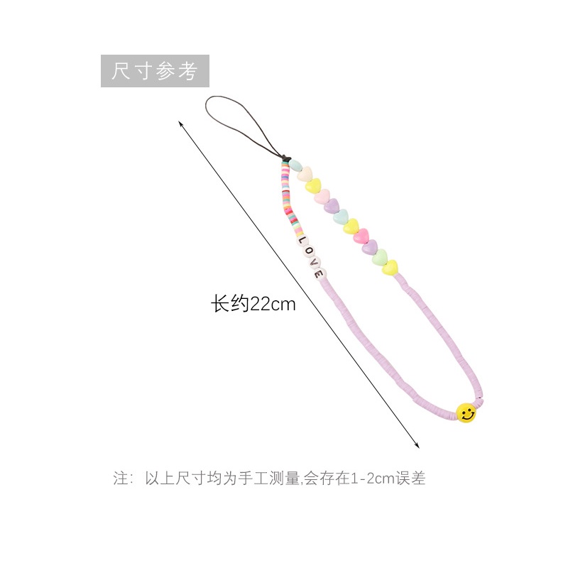 Light Purple Silicone Slice Flat Beads Dengan Warna Macaron Love Hearts Universal Phone Strap Untuk Untuk iPhone Untuk Samsung Untuk OPPO Untuk VIVO Untuk Huawei Untuk Redmi Untuk Xiaomi Case DIY