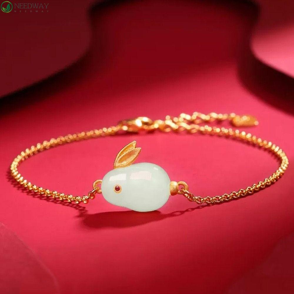 NEEDWAY Needway 2023gelang Giok Kelinci Baru Trendi Vintage Hadiah Untuk Desainnya Rasa Temperamen Perhiasan Fashion Yang Dapat Disesuaikan