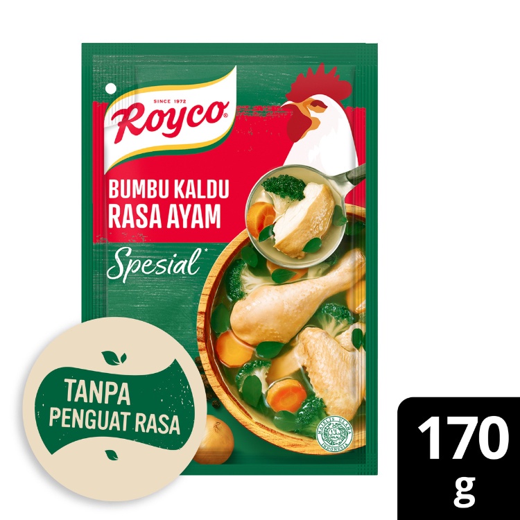 

Royco BUMBU KALDU SPESIAL Penyedap Makanan, Penyedap Rasa AYAM Tanpa Penguat Rasa 170G