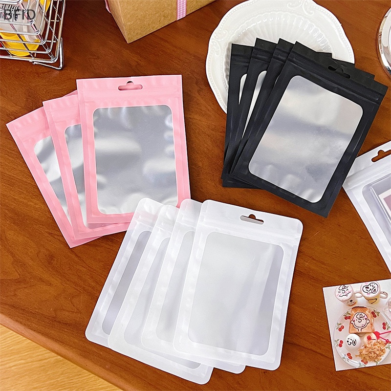 [BFID] 10pcs Card Photocard Storage Bag Warna Matte Transparan Ziplock Bag Gift Packaging Bag Stiker Kantong Kemasan Lengan Kartu [ID]