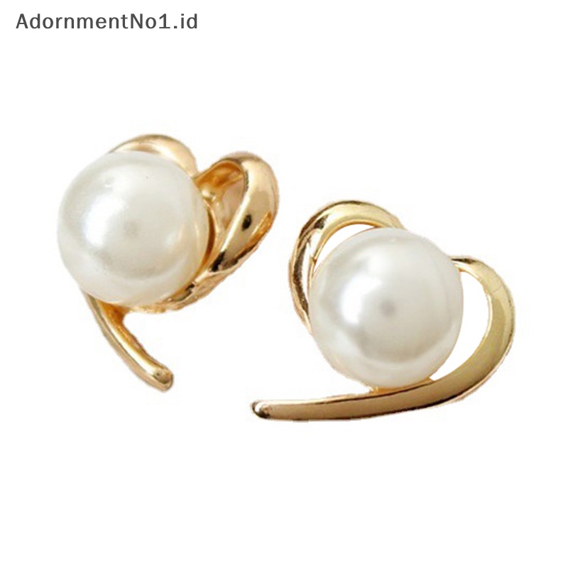 [AdornmentNo1] Anting mutiara imitasi untuk wanita warna emas hati anting Stud hadiah natal desain tidak teratur anting biasa