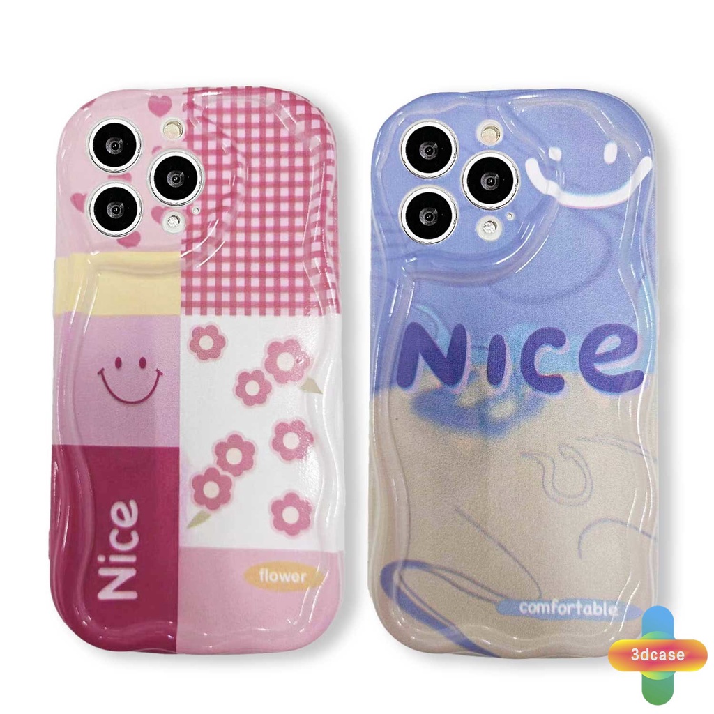 Untuk Soft Case Realme 5 5i 9i C17 7i C55 10 C30 C30S C11 2021 C21Y C31 C33 C35 C15 C21 C25 C20 C3 C12 C2 C25S 5S C1 C25Y C2 C3i 6i C20A  Narzo 20 10 10A 20A 30A 50i 50A Prime Kisi Bunga 3D Wavy Curved Edge Glossy Smiley Lucu Lembut Tpu Case