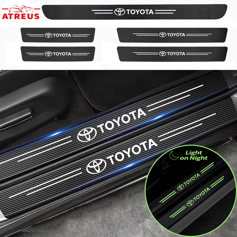 Luminous Stiker Pelindung Pintu Mobil Toyota Anti Gores Threshold Strips Mobil Stiker Untuk Toyota Agya Raize Calya Avanza Veloz Rush Kijiang Innova Yaris Corolla Cross bZ4X RAV4 Vios Fortuner CHR Camry