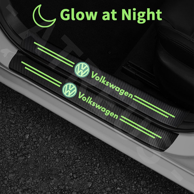 Luminous Stiker Pelindung Pintu Mobil Volkswagen Anti Gores Threshold Strips Mobil Stiker Untuk  Polo Volkswagen T-cross Tiguan Allspace Golf Scirocco