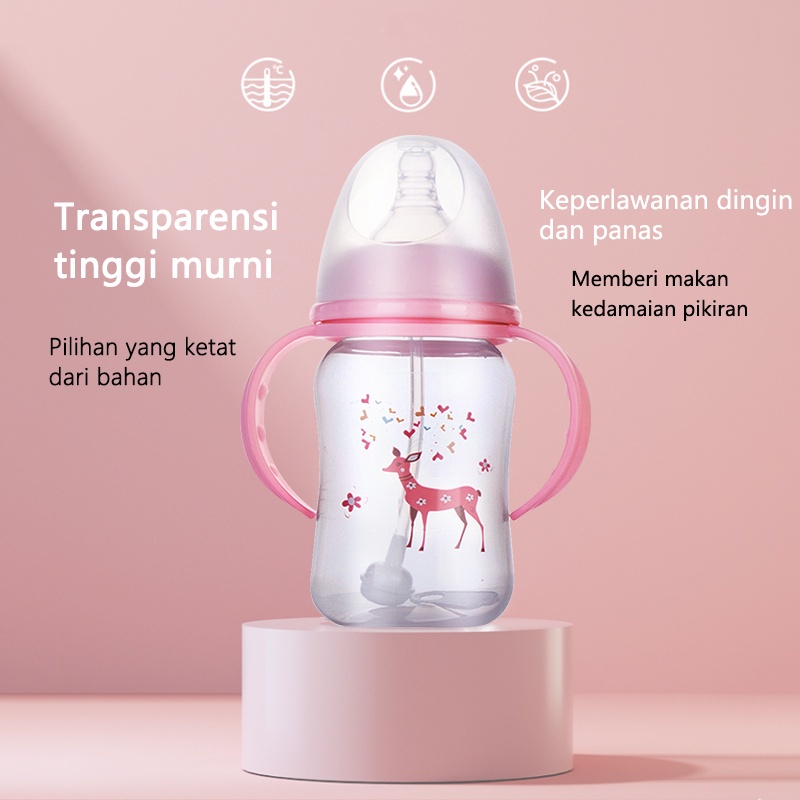 240ml Botol Susu Bayi Wide Nipple Bottle Dengan Pegangan 806