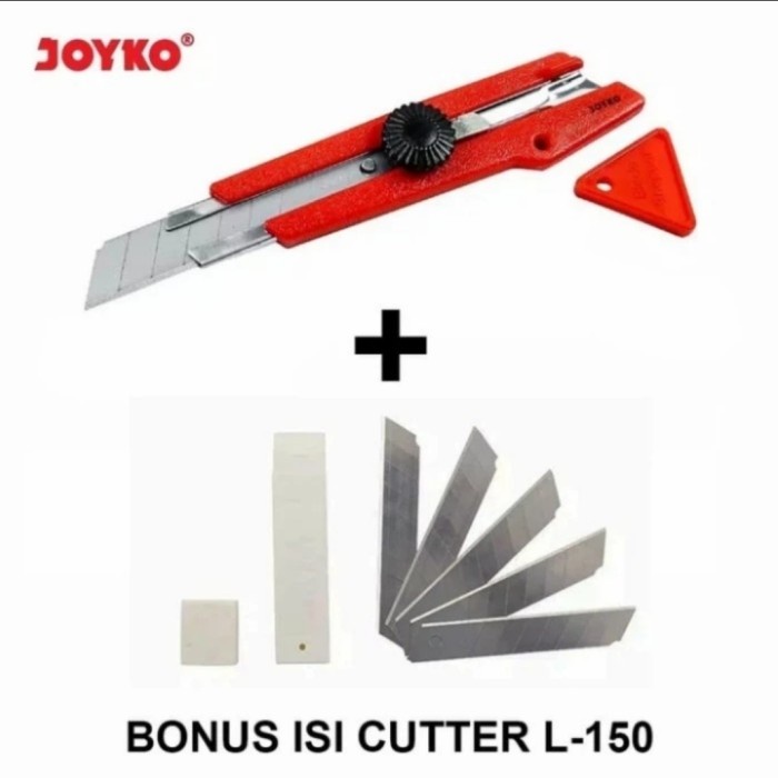 Pisau Cutter JOYKO L-500 &amp; Gratis 1 Tube isi 5 Pisau L-150 dan Pemotong Pisau