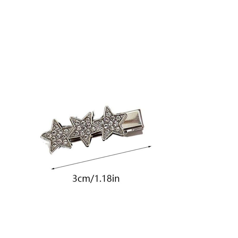 AUGUSTINA Jepit Rambut, Pentagram Side Clip, Hair Barrette Metal Silver Diamond Poni Clip Untuk Anak