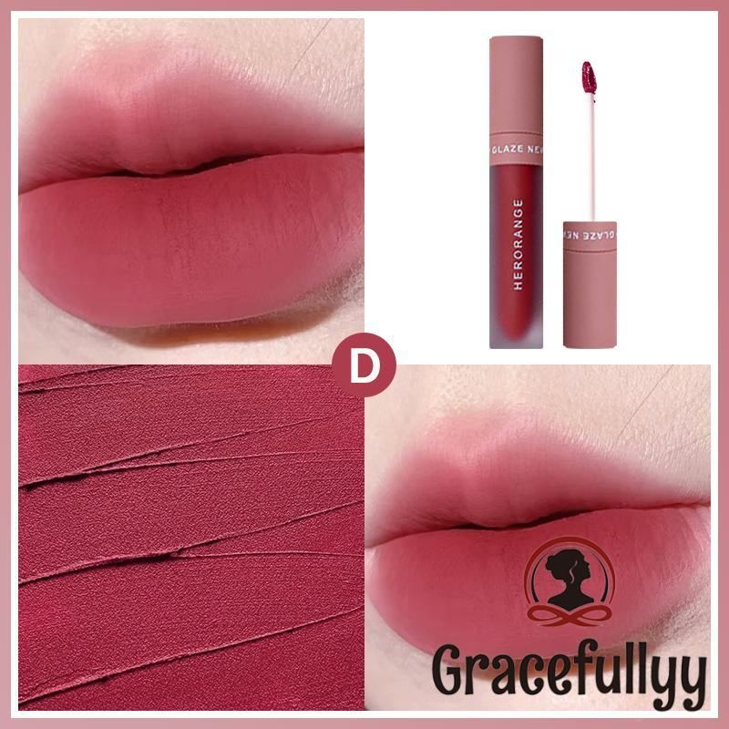 [COD]HERORANGE Lip Glaze Matte Moisturizing Lipstik Waterproof Lip Gloss Tahan Air Tahan Lama-GY