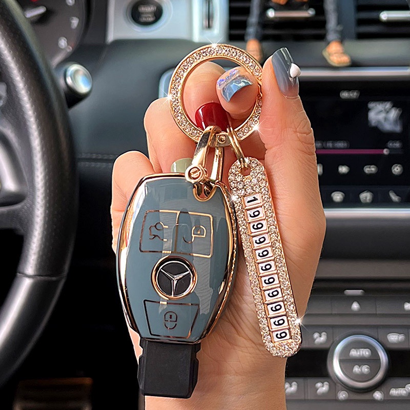Pelindung Mobil key shell chain key chain cover Untuk Mercedes-Benz Amg2016 2017ekelas W213 E200L E260