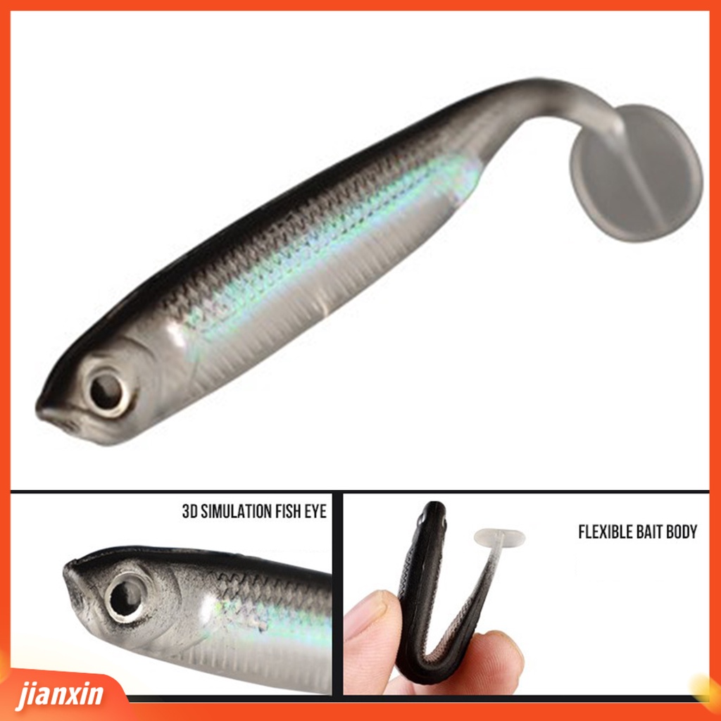 (In Stock) 5 Pcs Umpan Lembut Semua Air Terlaku 3D Fisheye Simulasi Realistis Menggoda Angling PVC Umpan Jalan T-tail Soft Lure Outdoor Fishing