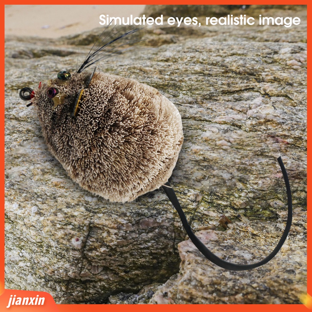 (In Stock) 3D Mata Ekor Panjang Kait Tunggal Umpan Palsu Rambut Hidup Tikus Buatan Memikat Aksesori Memancing