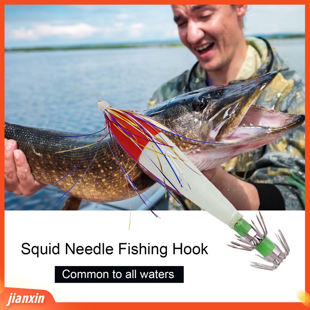 (In Stock) 6g /11cm Kait Cumi Kait Tajam Simulasi Menggoda Memancing Kait Payung Ganda Kait Jarum Cumi Untuk Memancing Di Luar Ruangan