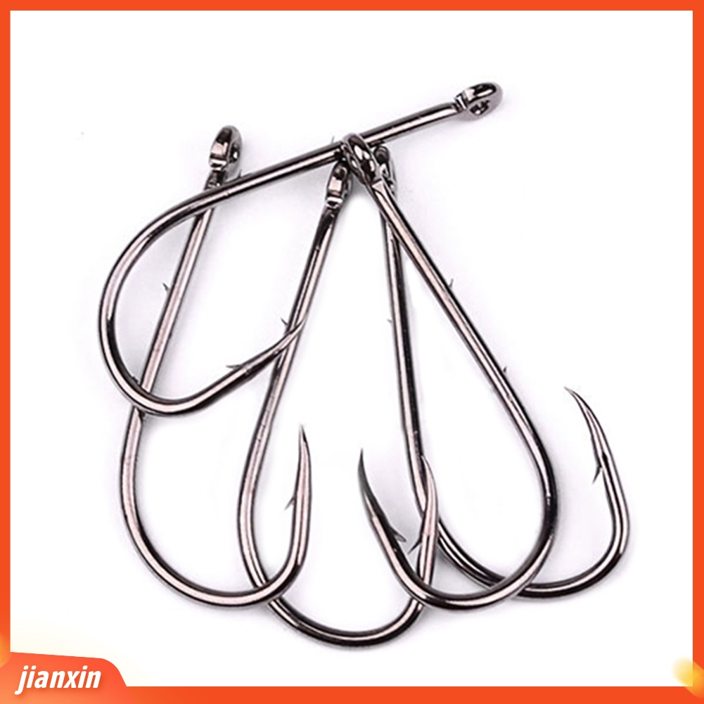 (In Stock) 100pcs Kait Pancing Jig Lingkaran Besar Belakang Kait Duri Bahan Baja Karbon Tinggi Fishook